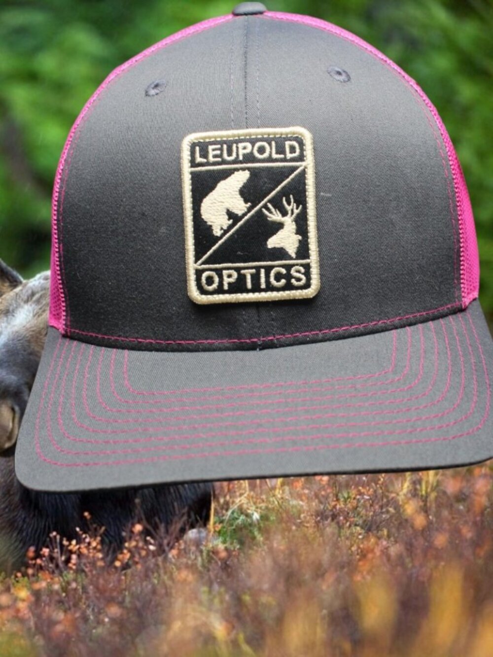 Leupold  scope hat cap snap back trucker mesh Optics Hunting gray pink -NEW